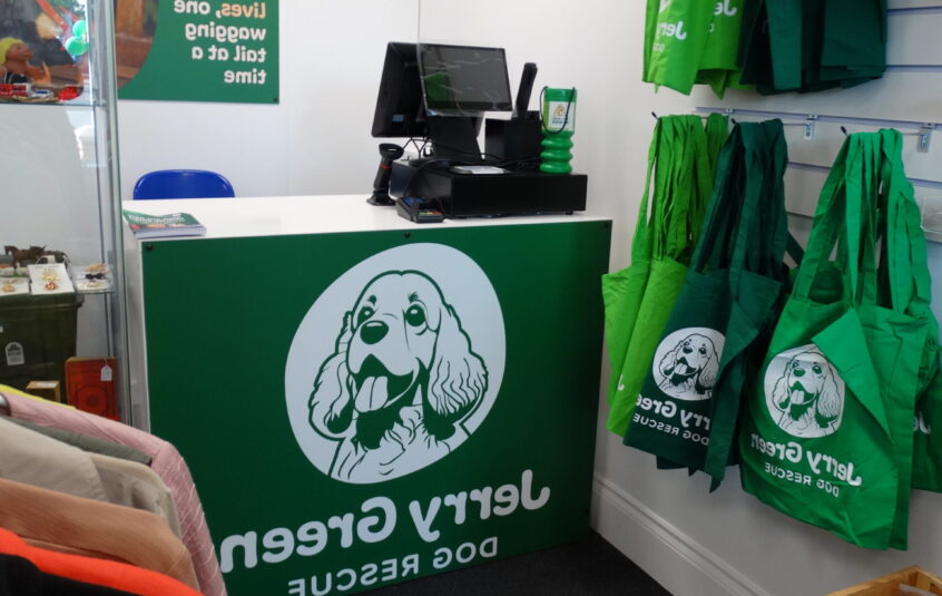 Jerry Green Dog Rescue Birchwood Charity Shop Till Front